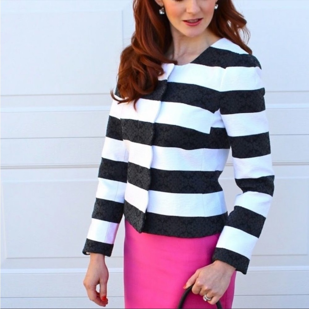 Banana Republic Striped Scalloped Parisian Jacket